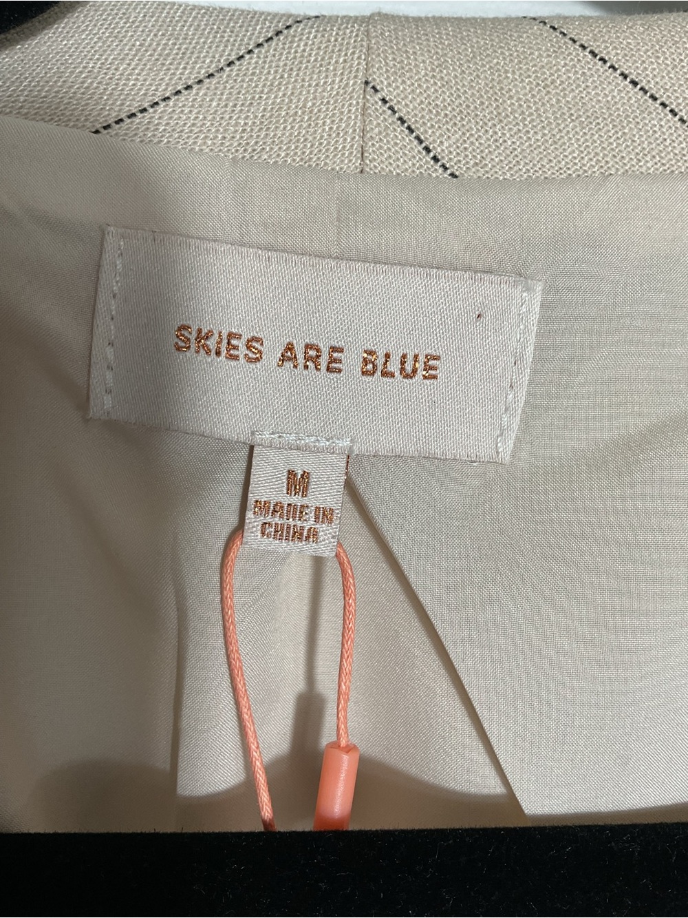 Skies Are Blue Linen Blend Vest Women M Beige Pinstripe Button Top Chic - Picture 4 of 8
